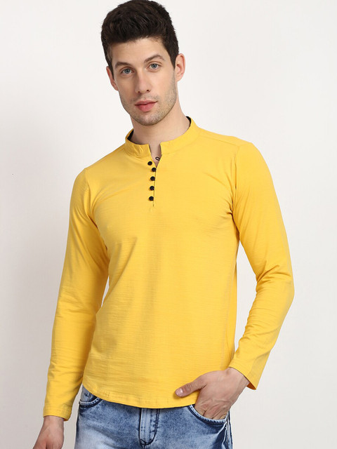 

V2 Value & Variety Men Yellow Cotton Kurta