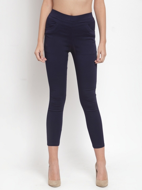 

Global Republic Women Navy Blue Solid Relaxed-Fit Treggings