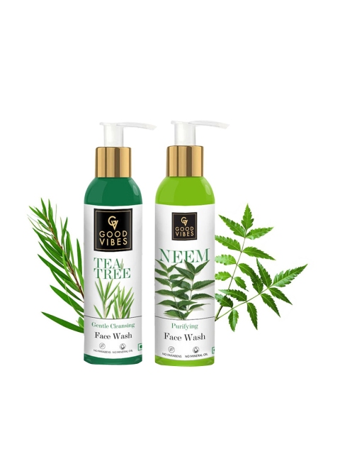 

Good Vibes Face Wash For Oily Skin Kit - Tea Tree 120ml, Neem 120 ml, White