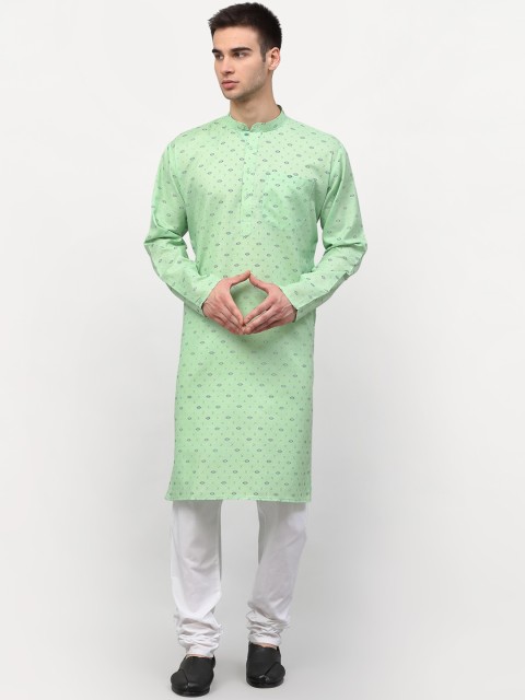 

Jompers Men Green Printed Kurta with Pyjamas