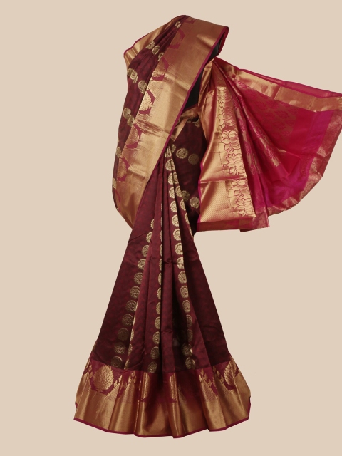 

Pothys Maroon & Golden Woven Design Zari Pure Silk Kanjeevaram Saree