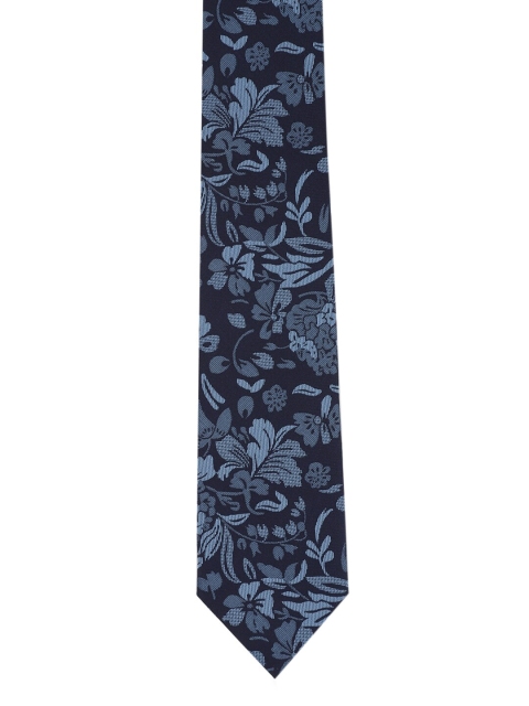 

Peter England Men Navy Blue Woven-Design Tie and Pocket Square Gift Set