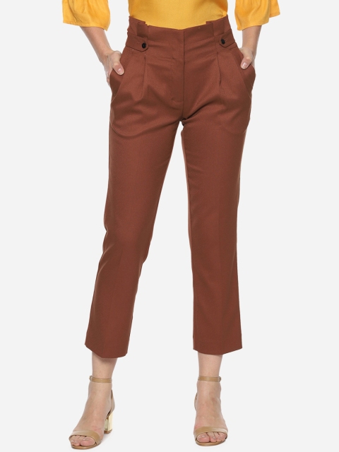 

Van Heusen Woman Women Brown Tapered Fit Pleated Regular Trousers