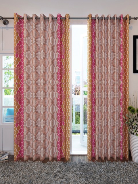 

Divine Casa Peach & Pink Set of 2 Ethnic Motifs Door Curtain