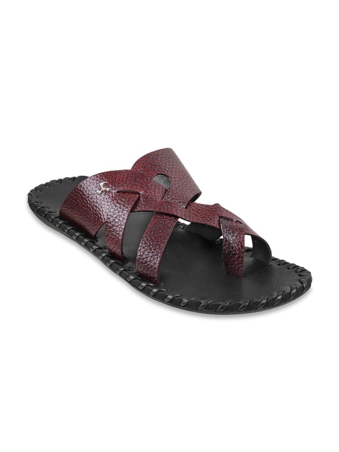 

Mochi Men Maroon & Black Leather Comfort Sandals
