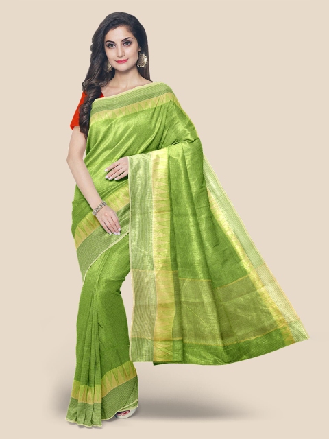 

Kalamandir Green & Golden Ethnic Motifs Saree