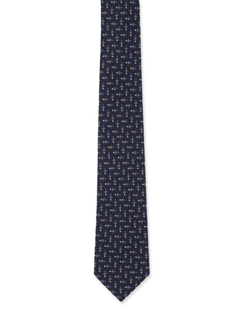 

Peter England Men Navy Blue & White Woven Design Broad Tie