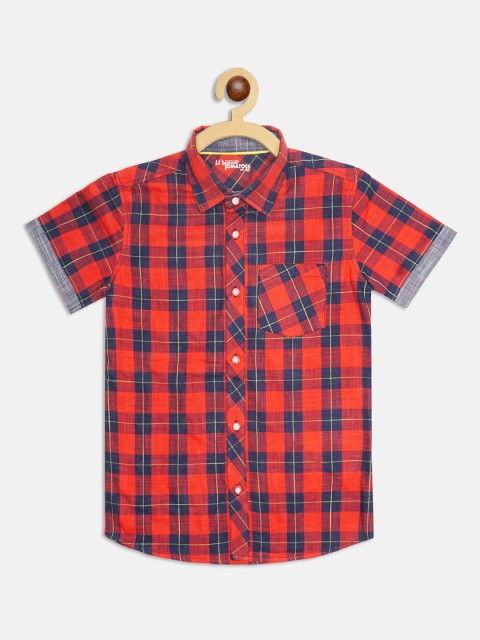 

Lil Tomatoes Boys Red Regular Fit Checked Casual Shirt