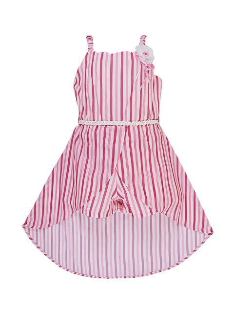 

Wish Karo Pink Striped Georgette A-Line Dress