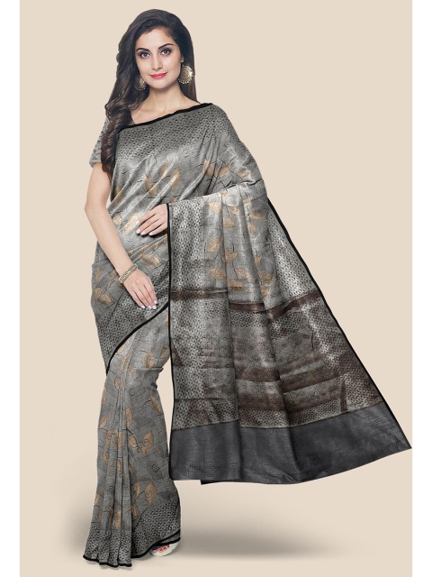 

Kalamandir Silver & Black Ethnic Motifs Silk Blend Banarasi Saree