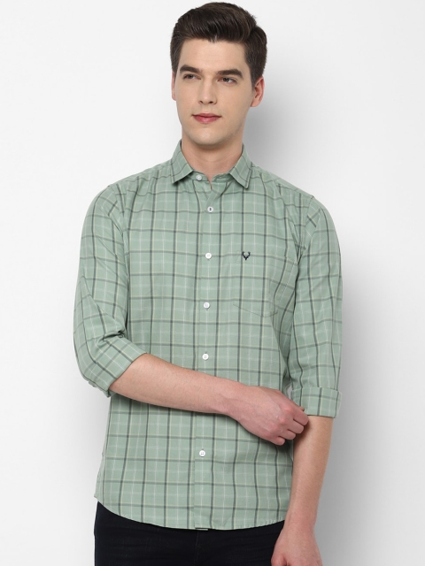 

Allen Solly Men Green Slim Fit Checked Cotton Casual Shirt