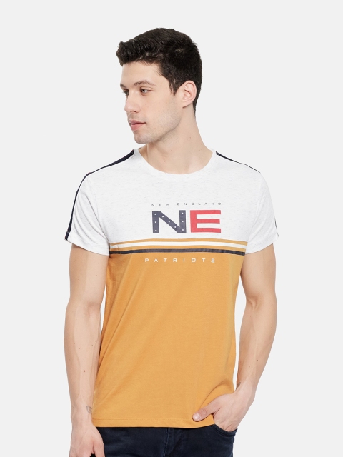 

Octave Men Mustard & White Colourblocked T-shirt
