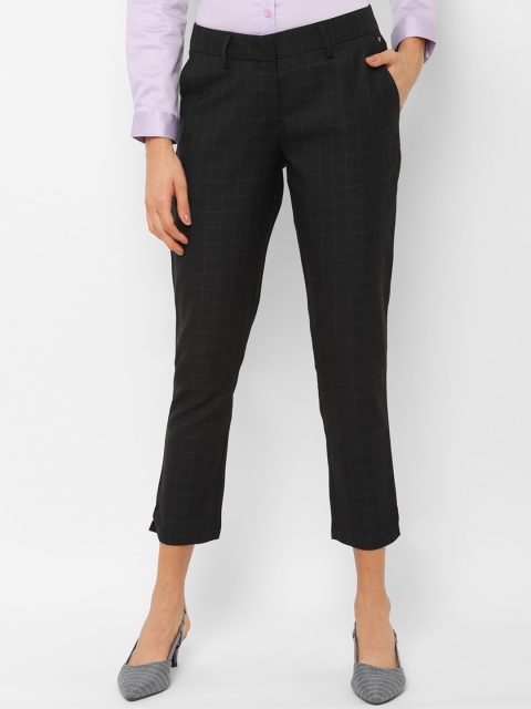 

Allen Solly Woman Black Checked Formal Trousers