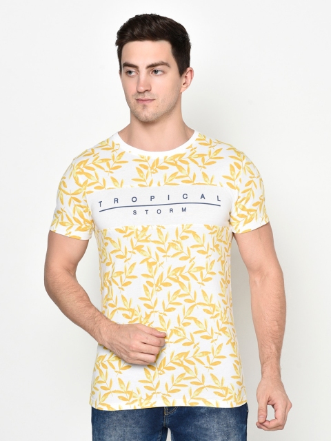 

Octave Men Yellow NA Printed Raw Edge T-shirt NA
