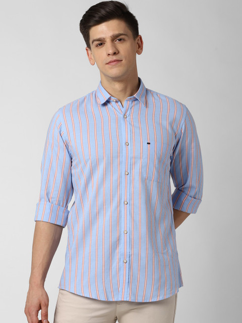 

Peter England Casuals Men Blue Slim Fit Striped Casual Shirt