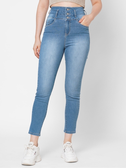 

TARAMA Women Blue Slim Fit High-Rise Light Fade Stretchable Jeans