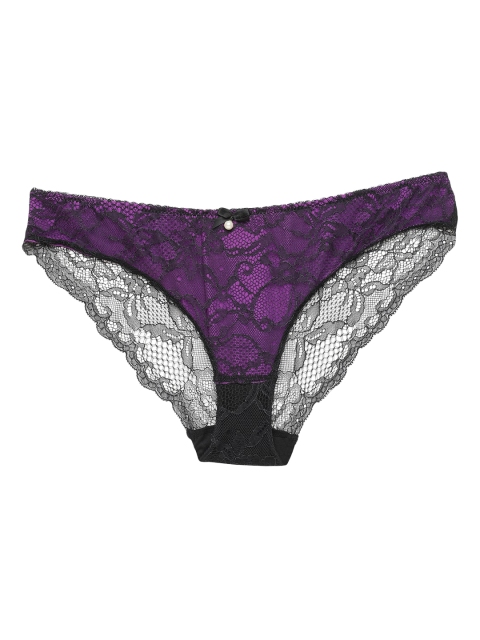Heart 2 Heart Women Purple & Black Self Design Bikini Briefs H2H 84N
