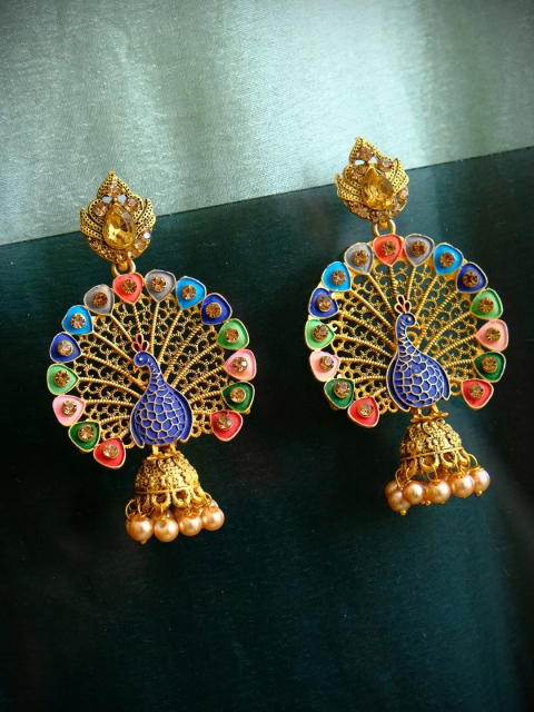 

Crunchy Fashion Gold Contemporary Jhumkas Earrings