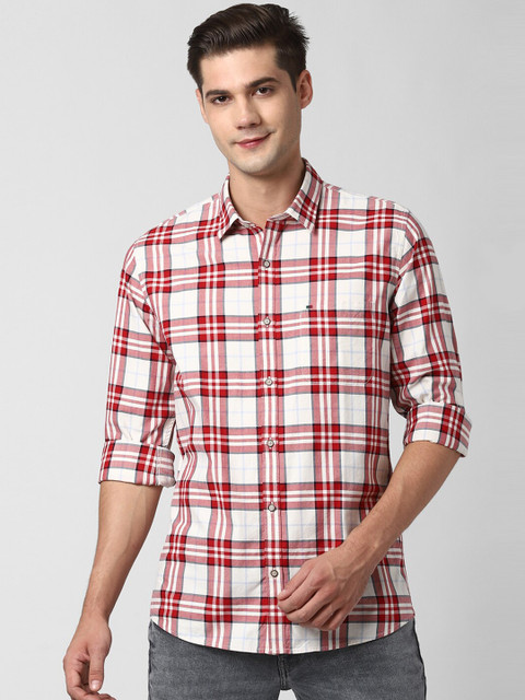 

Peter England Casuals Men Maroon Slim Fit Checked Casual Shirt