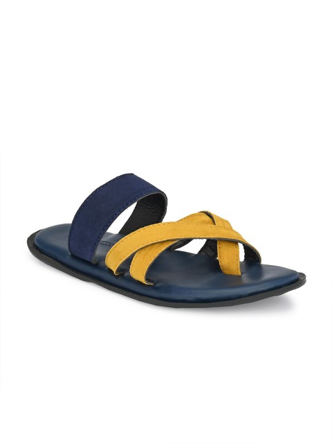 

Big Fox Men Yellow & Navy Blue Colourblocked Slip-On