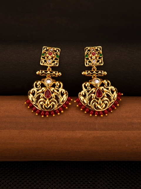

Studio Voylla Gold-Plated & Red Classic Drop Earrings