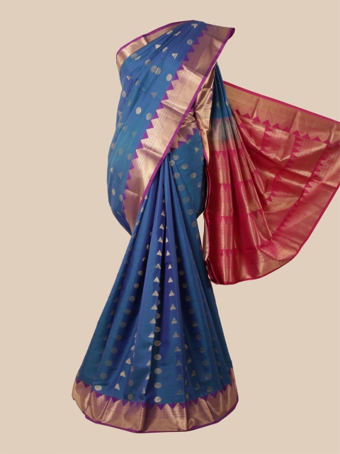 

Pothys Blue & Pink Woven Design Zari Pure Silk Kanjeevaram Saree