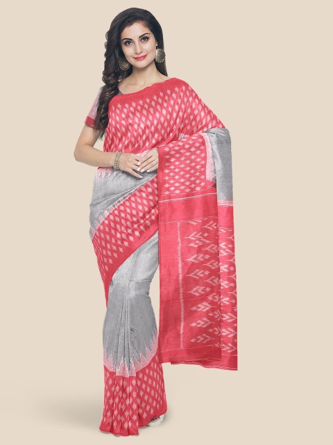 

Kalamandir Women Grey & Red Solid Cotton Blend Saree