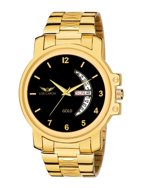 

LOIS CARON Men Black Dial & Gold-Plated Stainless Steel Analogue Watch MLC-8467