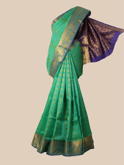 

Pothys Green & Blue Woven Design Zari Pure Silk Kanjeevaram Saree