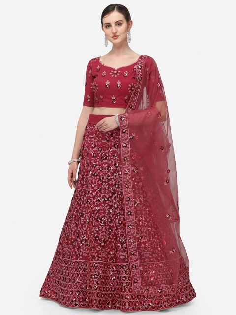 

JATRIQQ Women Pink Embroidered Semi-Stitched Lehenga & Unstitched Blouse with Dupatta