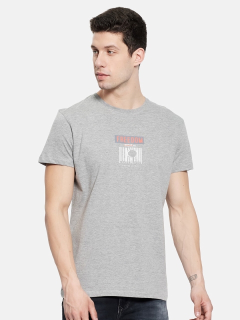 

Octave Men Grey Typography Printed Cotton T-shirt