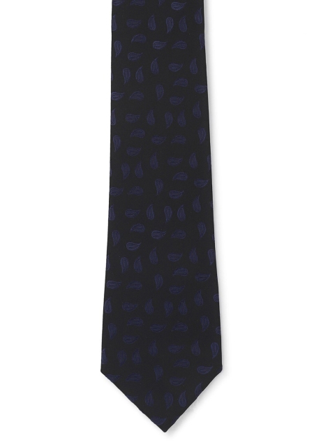 

Peter England Men Black & Blue Woven Design Broad Tie