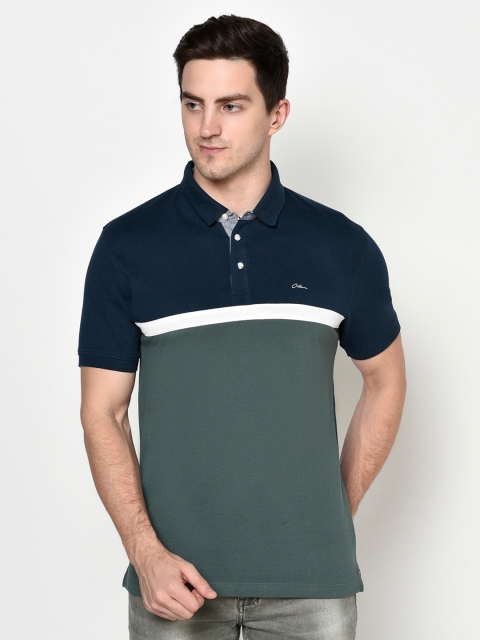 

Octave Men Olive & Blue Polo Collar T-shirt