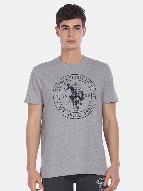 

U S Polo Assn Men Grey Printed T-shirt