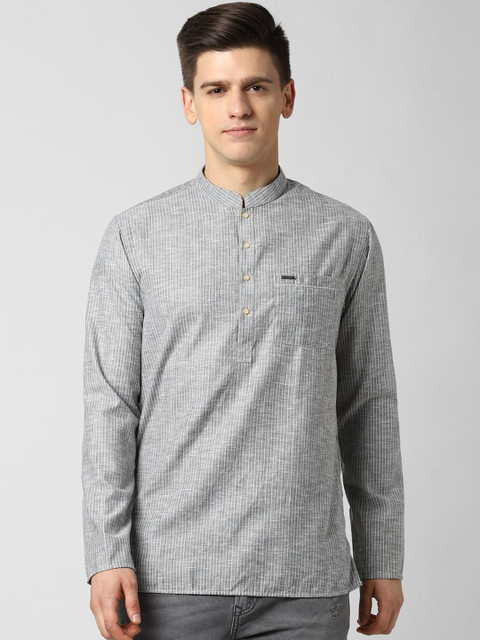 

Peter England Men Grey Solid Kurta