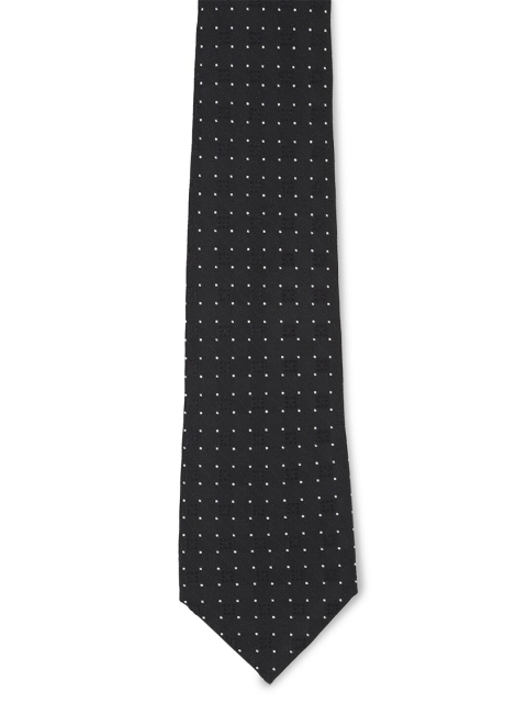 

Peter England Men Black & White Woven Design Broad Tie
