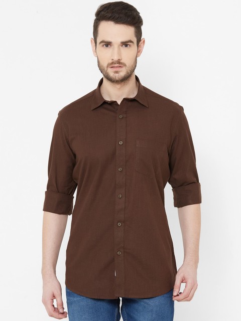 

EVOQ Men Brown Regular Fit Solid Casual Shirt