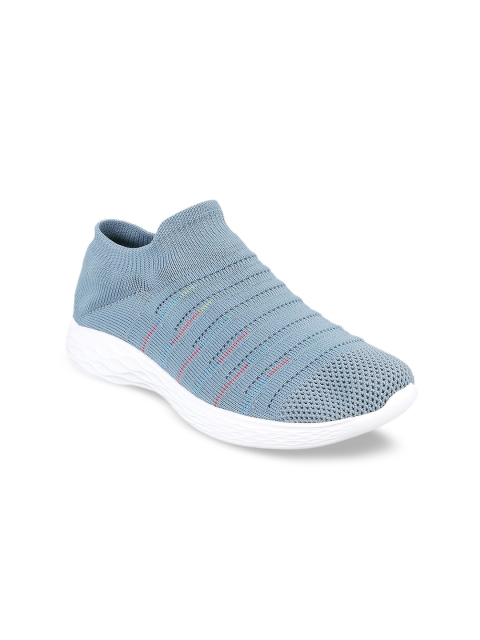 Metro Women Blue Woven Design Slip-On Sneakers