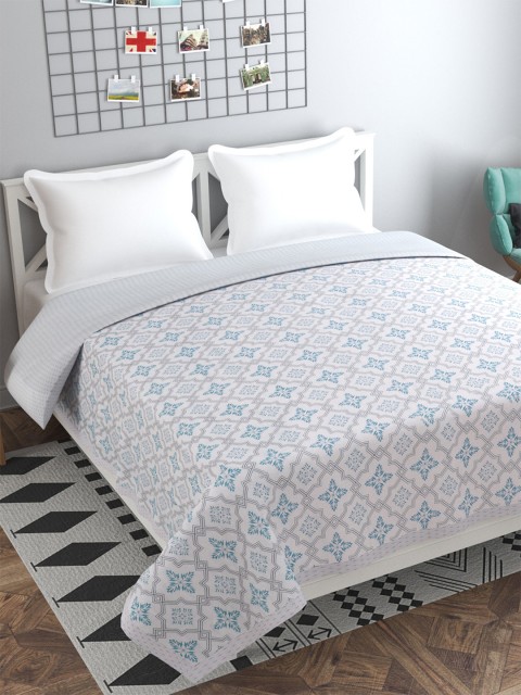 

Florida White & Grey Floral AC Room 120 GSM Double Bed Dohar