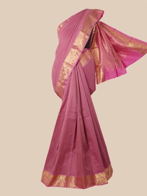 

Pothys Pink & Gold-Toned Pure Silk Kanjeevaram Saree