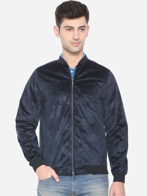 

V Dot Men Blue Windcheater Crop Bomber Jacket