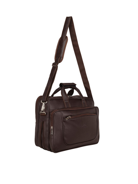 

Leather World Brown Textured 15.6 Inch Laptop Bag
