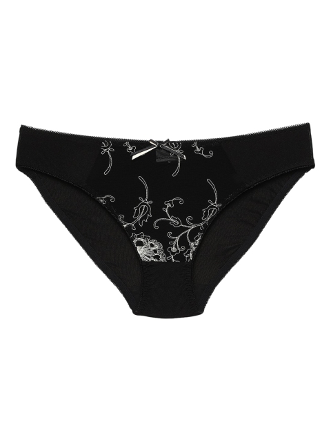 

Heart 2 Heart Women Black & White Embroidered Tulip Bikini Briefs H2H 76N