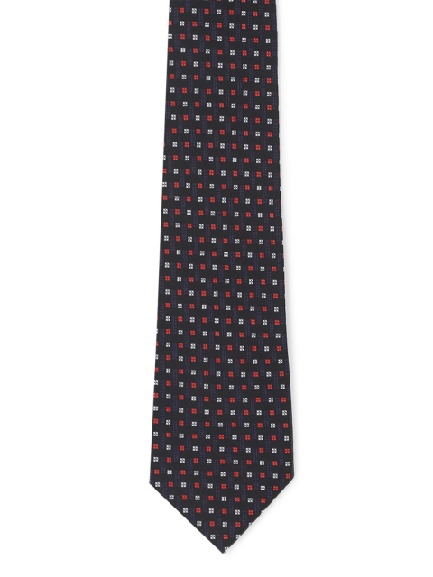 

Peter England Men Black & White Woven Design Broad Tie