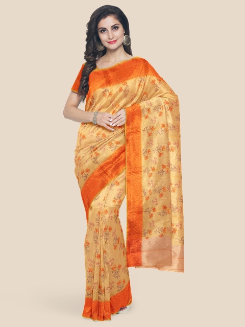 

Kalamandir Beige & Orange Floral Cotton Blend Saree