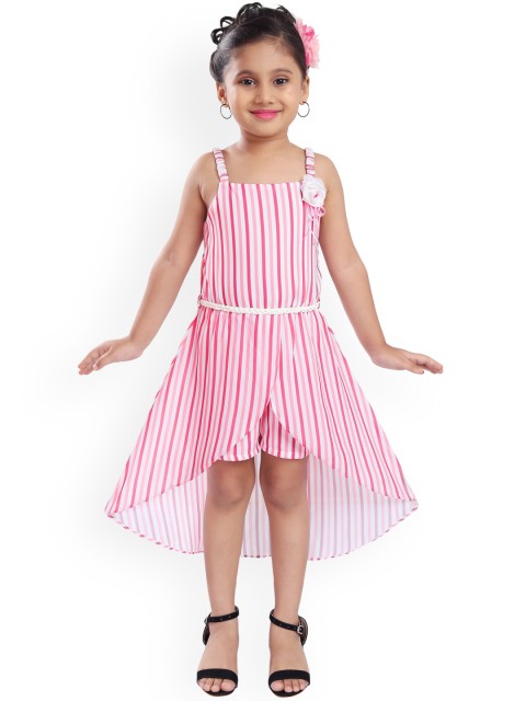 

Wish Karo Pink Striped Georgette Dress