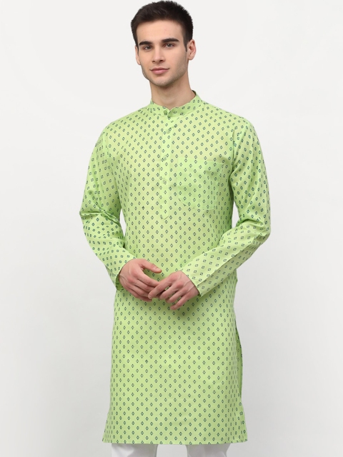 

Jompers Men Lime Green Ethnic Motifs Printed Kurta