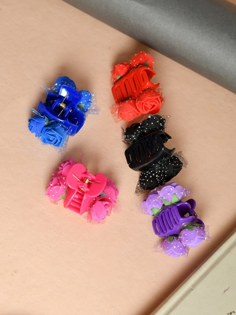 

Silvermerc Designs Women Set of 5 Embellished Claw Clip, Pink