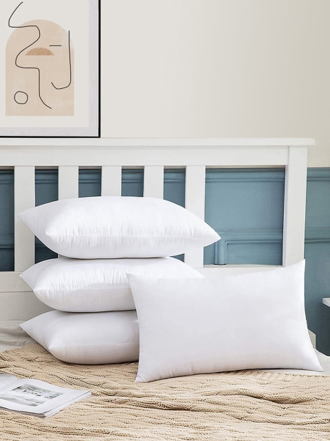 

Story@home Set Of 4 White Solid Microfibre Pillows
