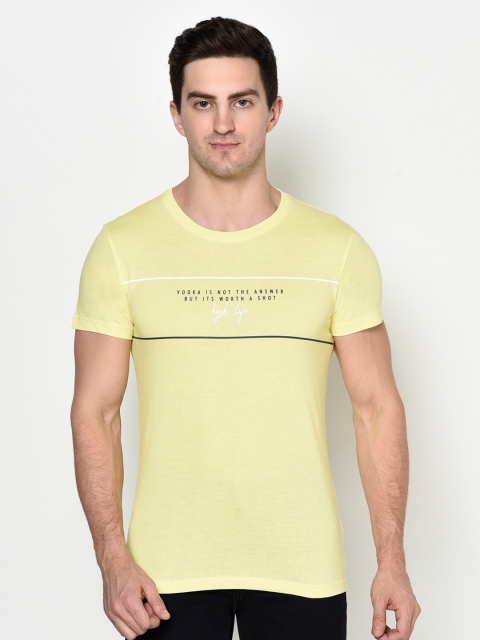 

Octave Men Yellow Typography Printed T-shirt